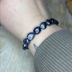 Baroque Pearl Dark Beaded Stretch Bracelet